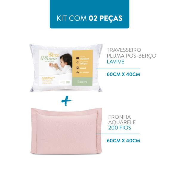 Imagem de Kit 1 Travesseiro Pluma Infantil 60x40 + 1 Fronha 200 Fios