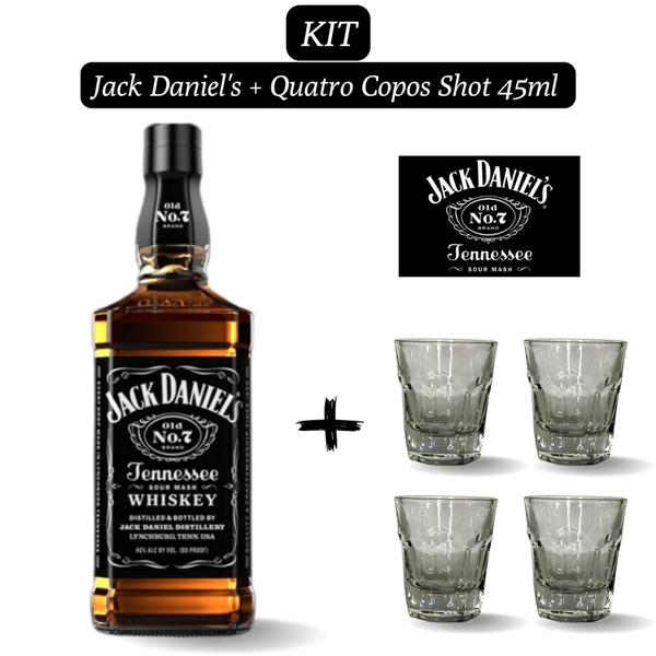 Imagem de Kit 1 Whiskey Jack Daniel's 1.000ml com 4 Copos de Vidro Shot de 45ml