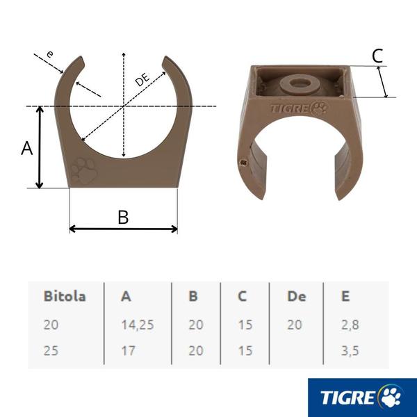 Imagem de Kit 10 Abraçadeira De Encaixe Para Tubos Soldável E Eletrodutos PVC Marrom 1/2" De 20 mm Tigre