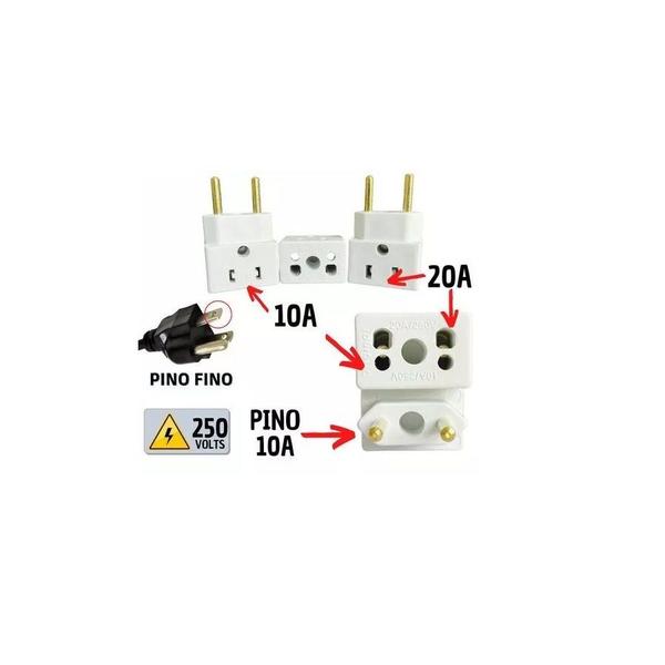 Imagem de Kit 10 Adaptador de Tomada BOB Esponja 10A e 20A