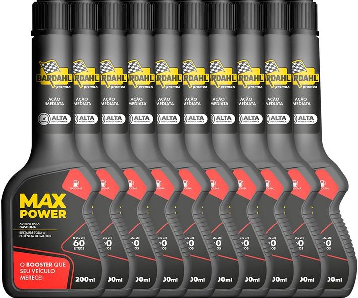 Imagem de Kit 10 Aditivo Combustível Gasolina Bardahl Max Power Octane Booster 200ml