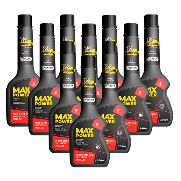 Imagem de Kit 10 Aditivo de Combustível MAX POWER para carros e motos (controle do octanagem e restauração de potência) 200ml-Bardahl