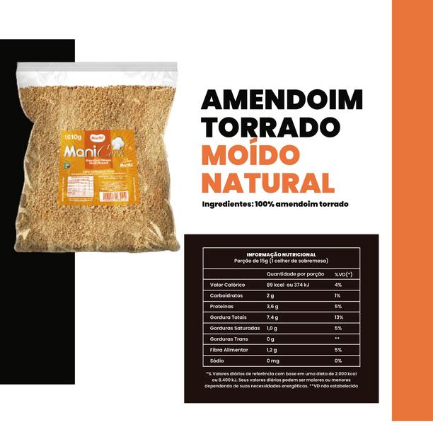Kit 10 Amendoim Torrado Moído Natural 1kg Manicook Imagem de Kit 10 Amendoim Torrado Moído Natural 1kg Manicook