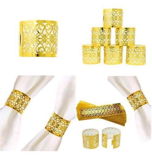 Imagem de Kit 10 Anel Dourado Decoração Mesa Guardanapo Festas R6622