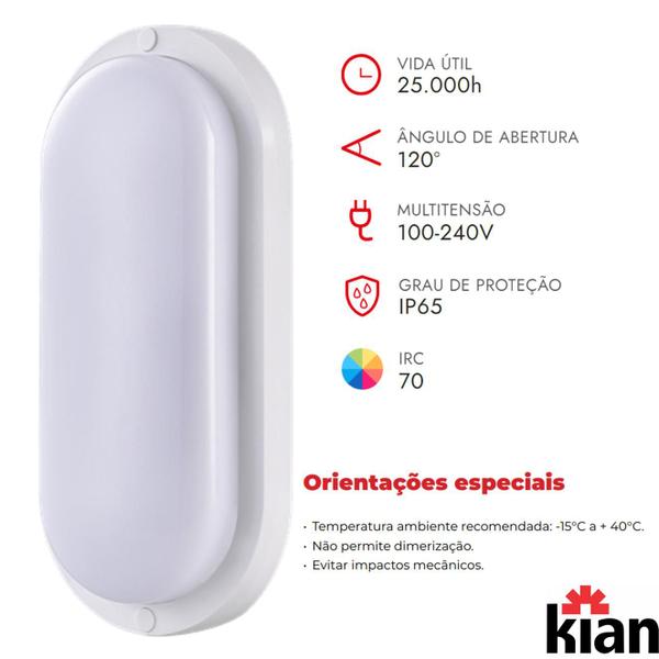 Imagem de Kit 10 Arandela Tartaruga Led Branca IP65 18w Branco Neutro 4000K