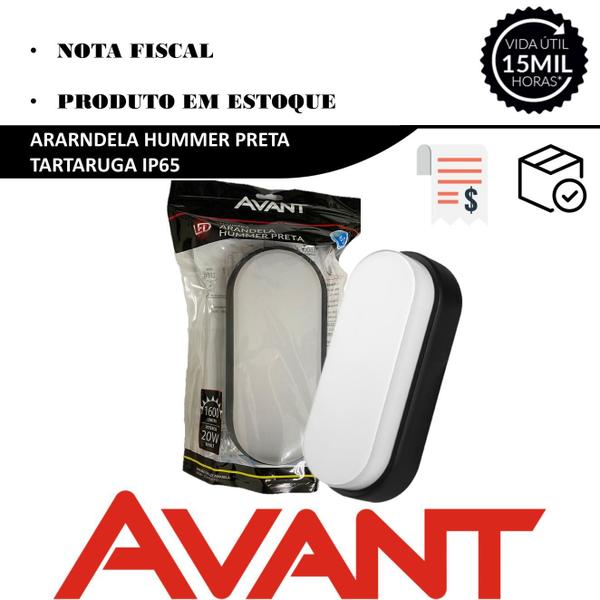Kit 10 Arandela Tartaruga Led Preta IP65 20w Branco Quente 3000K - Avant Imagem de Kit 10 Arandela Tartaruga Led Preta IP65 20w Branco Quente 3000K