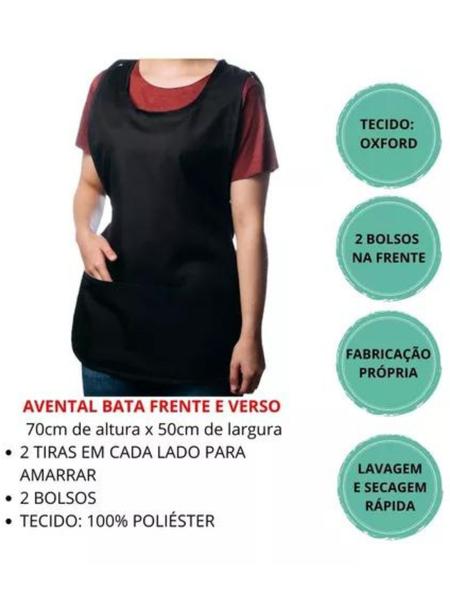 Imagem de Kit 10 Avental Bata Jaleco Feminino Frente e Verso Oxford