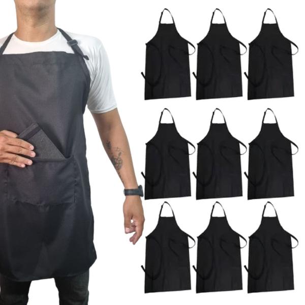 Imagem de Kit 10 Avental Oxford Bolso Reforçado Cozinha Churrasqueiro