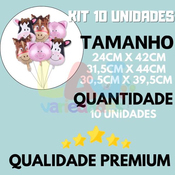 Imagem de Kit 10 Balão Animais Fazendinha Metalizado Centro de Mesa