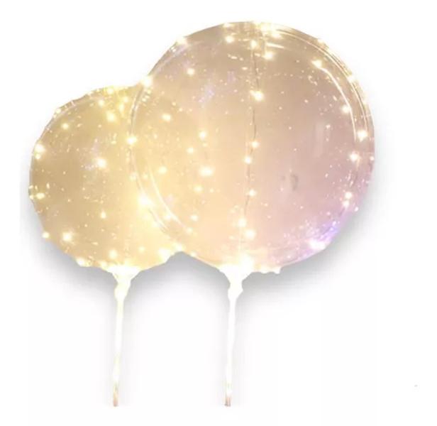 Kit 10 Balão Bubble Transparente Com LED Amarelo Com Vareta Para Festa - FULLHOUSE Imagem de Kit 10 Balão Bubble Transparente Com LED Amarelo Com Vareta Para Festa