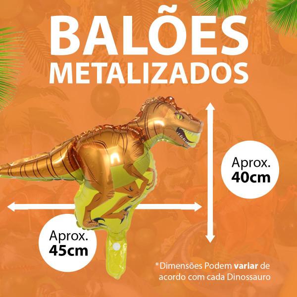 Imagem de Kit 10 Balão Dinossauro Metalizado 32cm Decoração Festa Aniversário T-rex Velocirraptor Jurassic