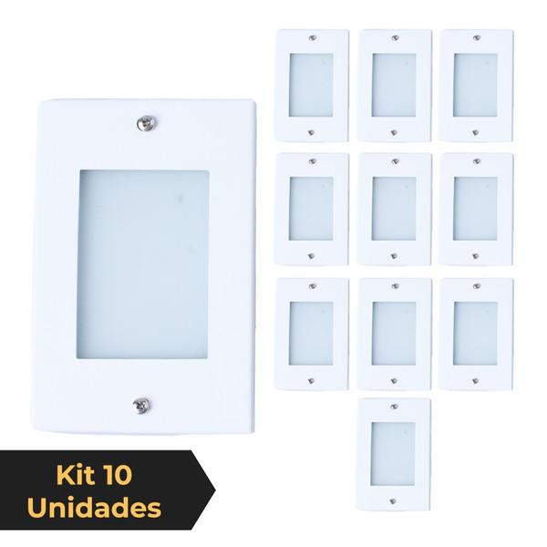 Imagem de Kit 10 Balizador de Embutir Escada Parede Branco 4x2 Alumínio