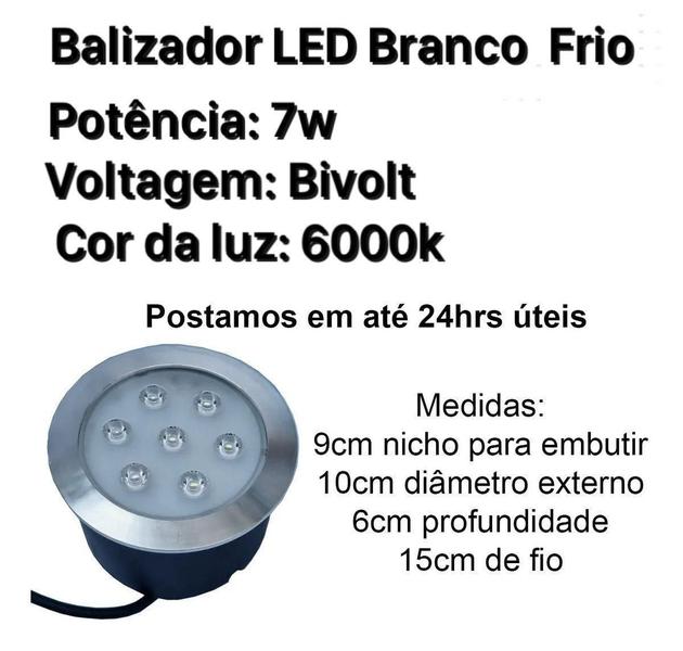 Imagem de Kit 10 Balizador Luminária Led 7W Blindado Chão Piso Jardim