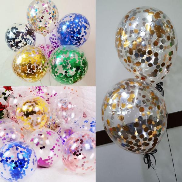 Imagem de Kit 10 balões bubble transparentes de 18 polegadas + 20g de confete colorido para decorações deslumbrantes e festivas