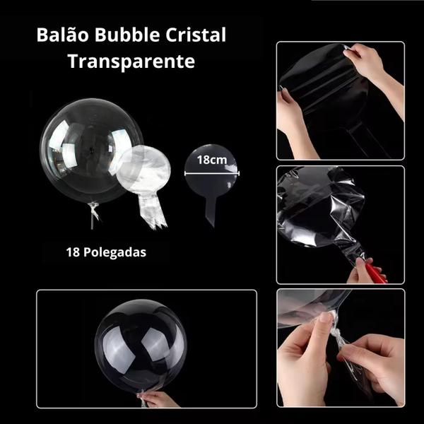 Imagem de Kit 10 balões bubble transparentes de 18 polegadas + 20g de confete colorido para decorações deslumbrantes e festivas