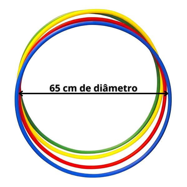 Imagem de Kit 10 Bambolês Infantil 65cm Diâmetro Cores Sortidas Plástico Reforçado Atacado Exercício Funcional