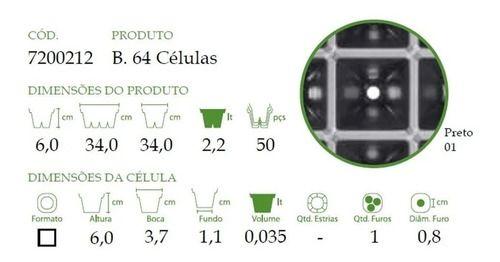 Imagem de Kit 10 Bandeja Sementeira Para Produção De Mudas 64 Células