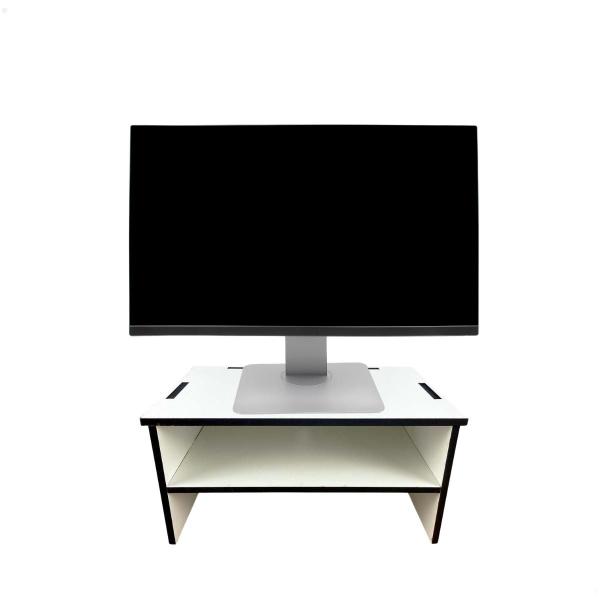 Imagem de Kit 10 Bases Suporte Monitor Mdf Branco Escritório Ergonomia