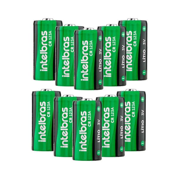 Imagem de Kit 10 Baterias Nao-Recarregavel De Litio 3 V Cr123A 1.400Mah Intelbras