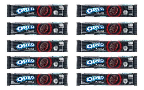 Imagem de Kit 10 Biscoito Oreo Recheado Coca Cola 90gr