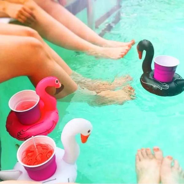 Imagem de Kit 10 Boias Porta Copo Flamingo Preto Piscina Bo15895