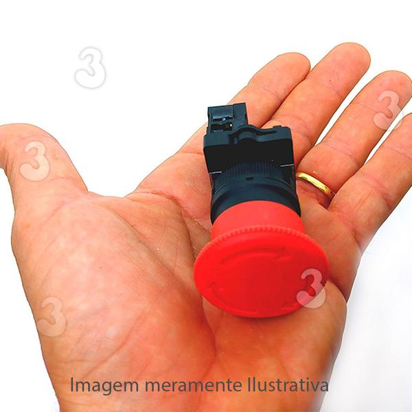 Imagem de Kit 10 Botão Cogumelo de Emergência Trava Gira Destrava Vermelho 1nf 22mm