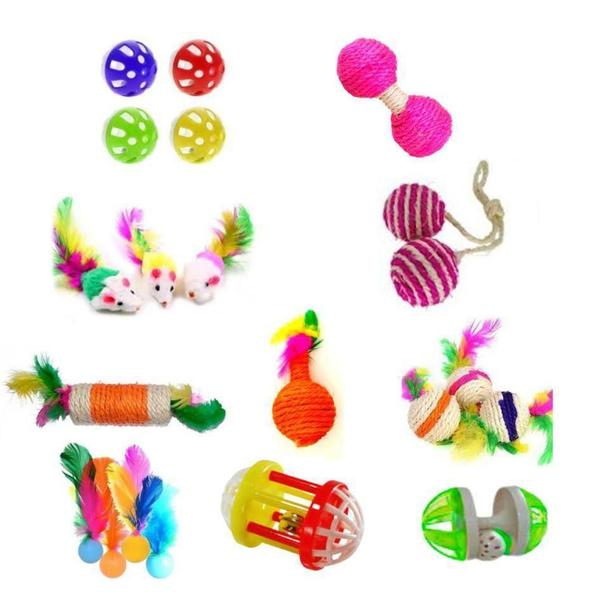 Kit 10 Brinquedos Para Felino - Nicapet Imagem de Kit 10 Brinquedos Para Felino