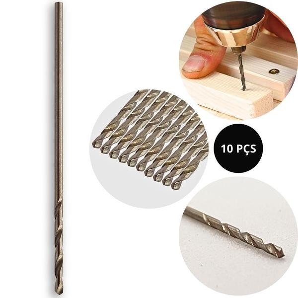 Imagem de Kit 10 Broca Aço Rápido 1Mm Hss Metal Plástico Madeira