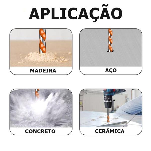 Imagem de Kit 10 Broca De Torção Triangular Multifuncional 6Mm Pronta