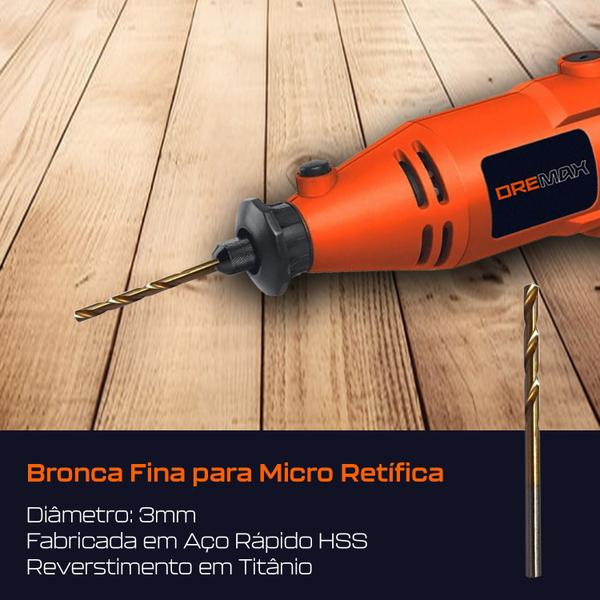 Imagem de Kit 10 Brocas 2mm Aço Rápido HSS Titânio Micro Mini Retífica