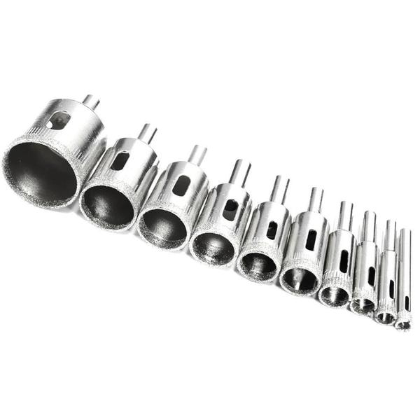 Imagem de Kit 10 Brocas Diamantadas 6 A 50Mm Fura Vidro Piso Cerâmica