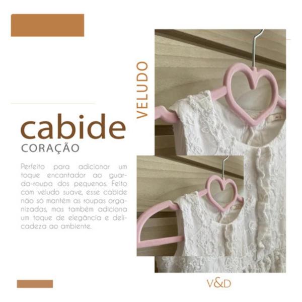 Imagem de Kit 10 Cabide Infantil Slim De Veludo Rosa Ultra Fino