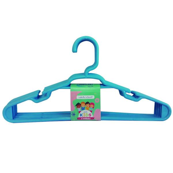 Imagem de Kit 10 Cabides Infantil Azul Plástico Reforçado 28x14cm