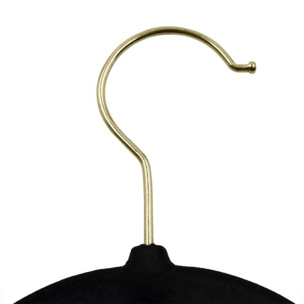 Kit 10 Cabides Veludo Preto e Gancho Dourado Antideslizantes - ARBORETHO Imagem de Kit 10 Cabides Veludo Preto e Gancho Dourado Antideslizantes