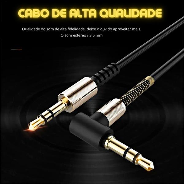 Imagem de Kit 10 Cabos  Áudio P2 Auxiliar Mola 3.5mm Caixa Som Estereo