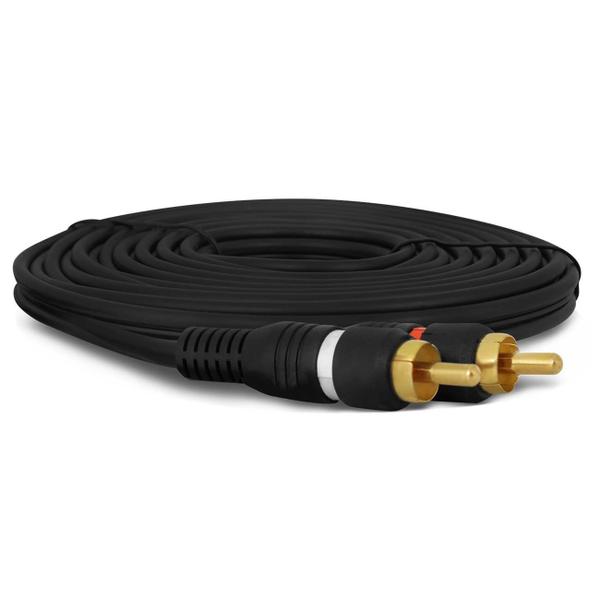 Imagem de Kit 10 Cabos RCA Duplo 4mm 5m Preto Conector Macho