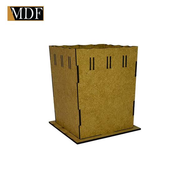 Imagem de Kit 10 Cachepot Borda Ondulada Passa Fita M 10x10x12 Laser Mdf Madeira