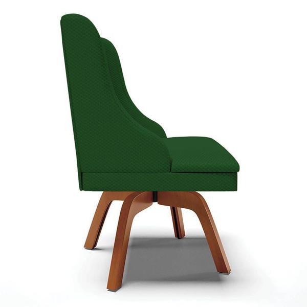 Imagem de Kit 10 Cadeiras Estofadas Base Giratória de Madeira Lia Veludo Verde Luxo - Ibiza