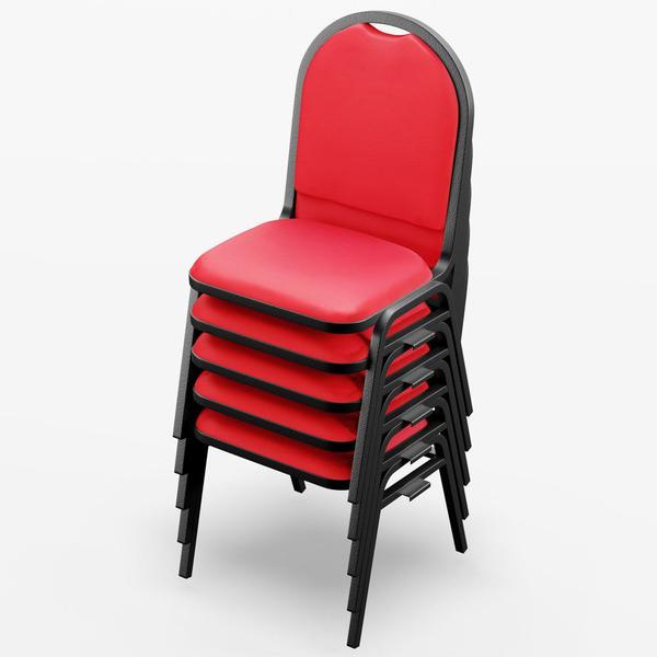 Imagem de Kit 10 Cadeiras Hoteleiras Auditório Empilhável Sintético M23 Vermelho - Mpozenato