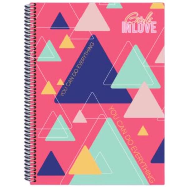 Imagem de Kit 10 Caderno Girl Love 80 Folhas Arame Capa Dura+ 40 Itens