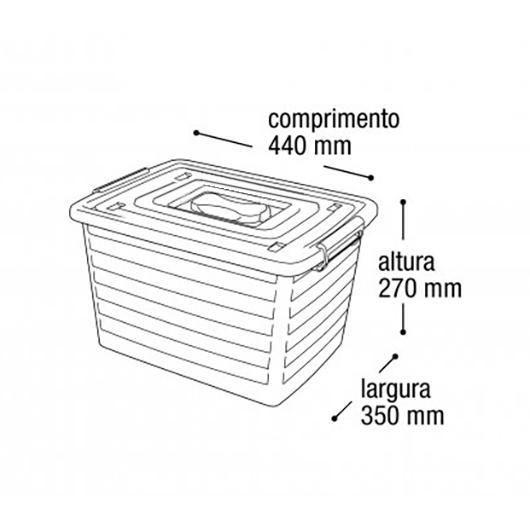 Imagem de Kit 10 Caixa Organizadora Multiuso Preta Com Tampa 30L