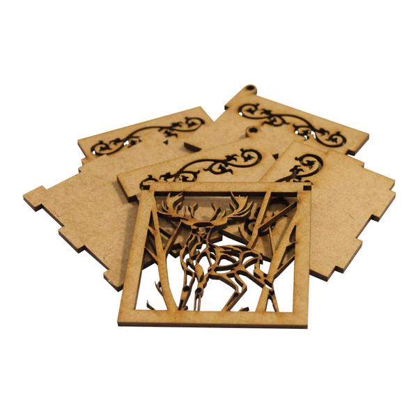 Imagem de Kit 10 Caixa Quadrada Biju ou Lembrancinha Cervo Arabesco 6x6x5 Laser Mdf Madeira