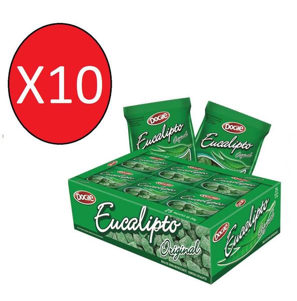 Imagem de Kit 10 caixas Mini Goma Eucalipto Original 25X18g - Docile