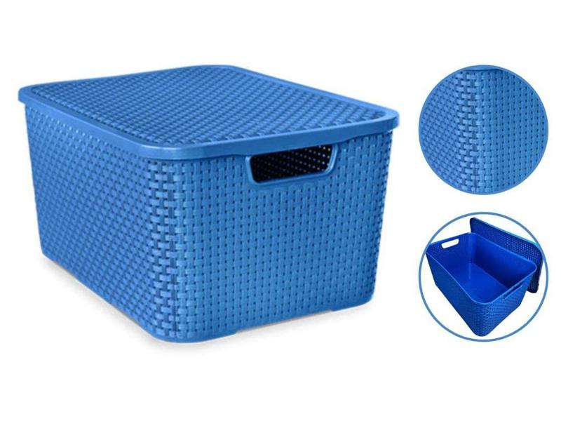 Imagem de Kit 10 Caixas Organizadora Rattan 7L C/Tampa Azul-Arqplast