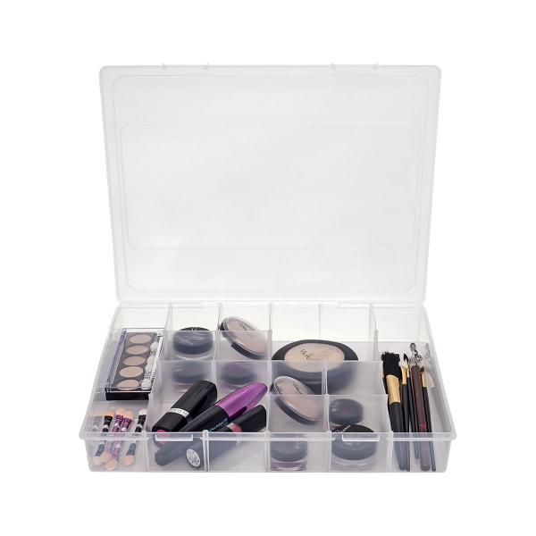 Kit 10 Caixas Organizadoras Multiuso 12 Div Transparente G - Jaguar Imagem de Kit 10 Caixas Organizadoras Multiuso 12 Div Transparente G