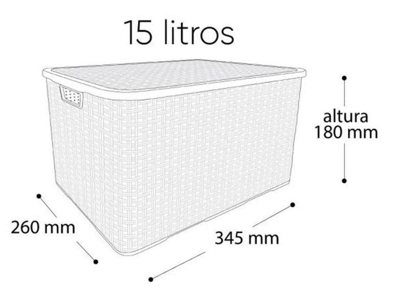 Imagem de Kit 10 Caixas Organizadoras Rattan Preta 15 Litros Arqplast