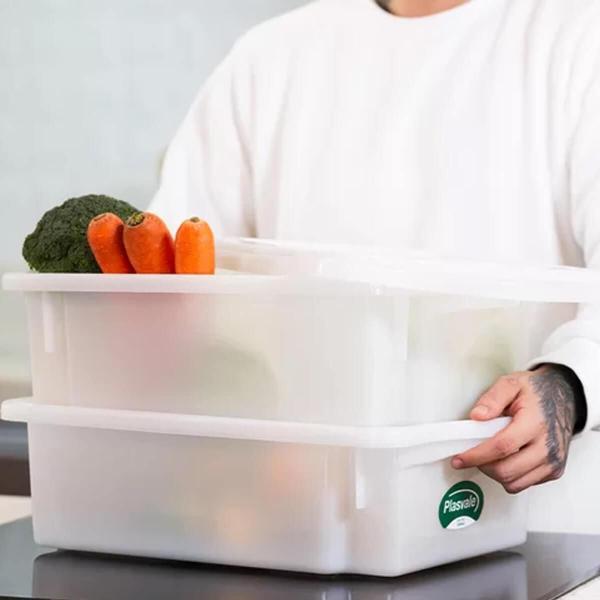 Imagem de Kit 10 Caixas Plástica Restaurante Geladeira Legumes Verduras 4,2L Tampa Ventilável Organizadora