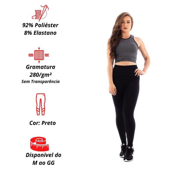 Imagem de Kit 10 Calças Legging Fitness Suplex Grosso Lisa Cós Cintura Alta