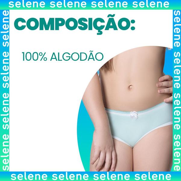 Imagem de Kit 10 Calcinhas Básica Normal Para Meninas Selene Infanto Juvenil Em Algodão