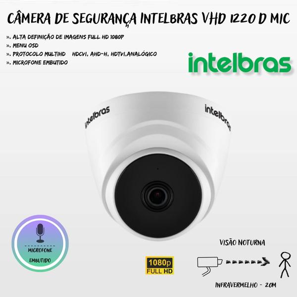 Imagem de Kit 10 Câmera 1220D Mic com Audio Dvr 1016 Intelbras 500gb